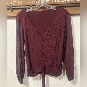 Venus Tie-Front Button-Up Boho Top Size Large  (1436)